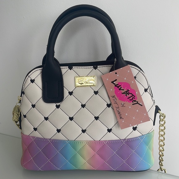 Betsey Johnson Handbags - NWT BETSEY JOHNSON LUV BETSEY CROSSBODY HANDBAG WHITE MULTI EMBROIDERED HEARTS